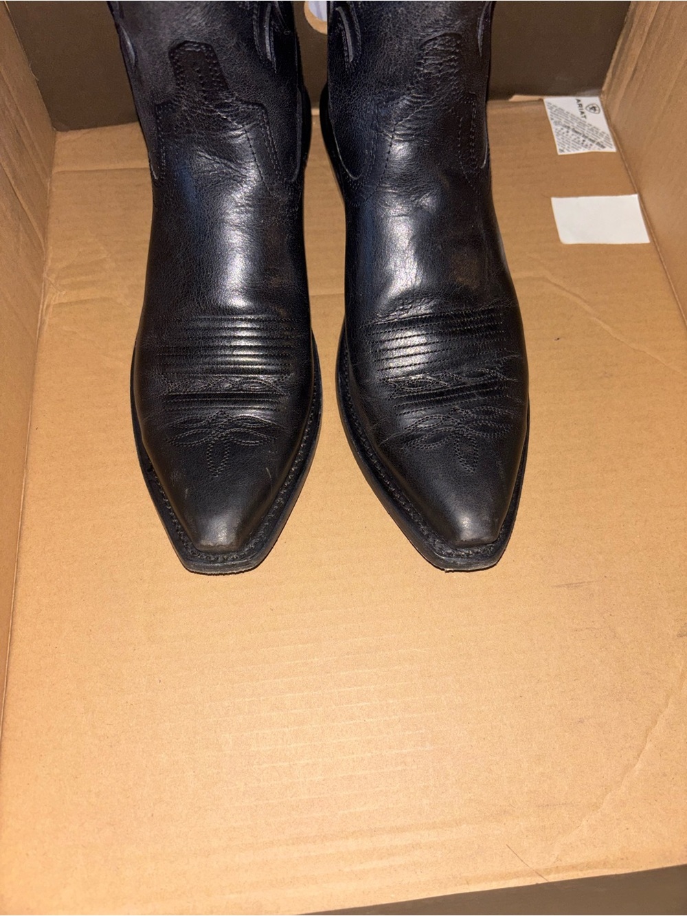 Old West Black Leather Western Cowboy Boots - Picture 6 of 8